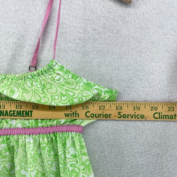 LILLY PULITZER Dress S JUBILEE Babydoll Sundress Mini Shirred Sleeveless Green - Picture 10 of 13